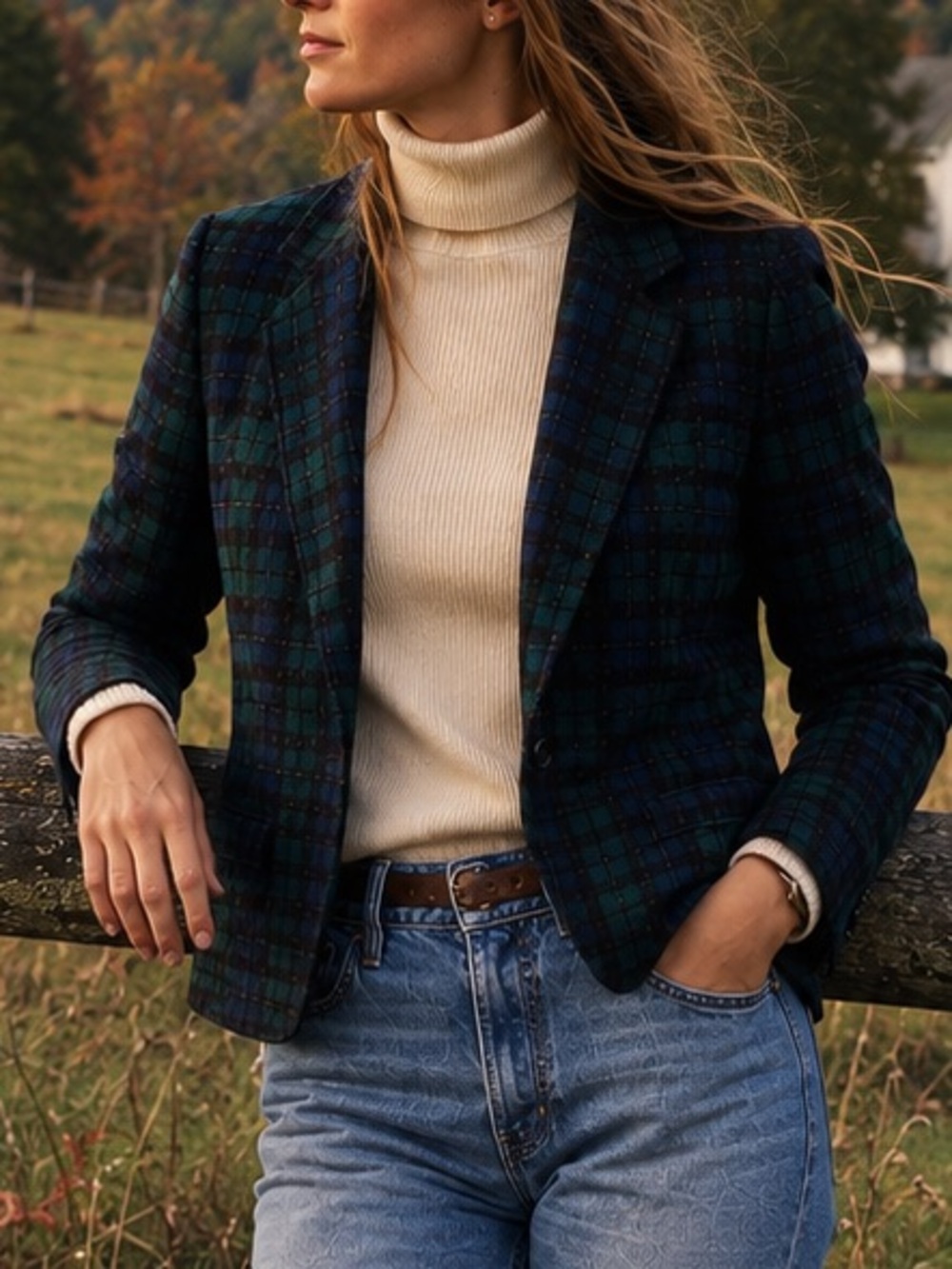 Vintage Pendleton Black Watch Plaid Wool Blazer Jacket Size 10